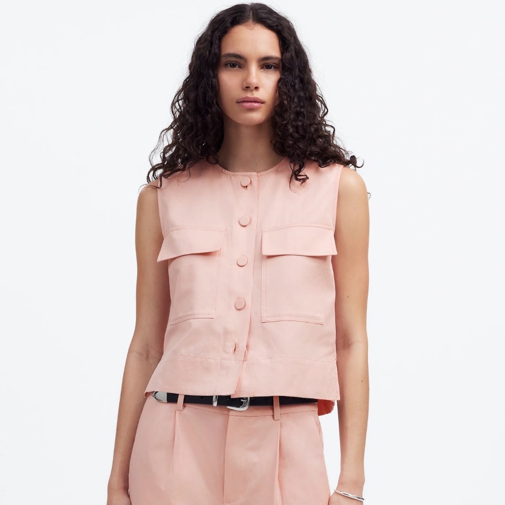 NWT Madewell Crop Cargo-Pocket Crewneck Top XS